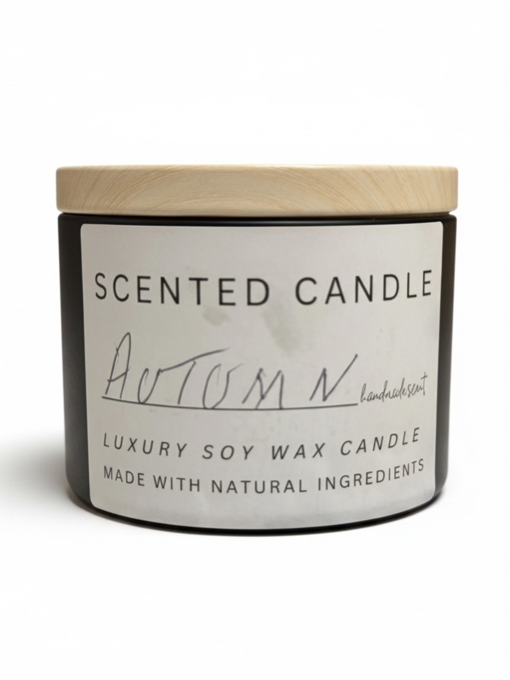Handmade Autumn Luxury Soy Wax Botanical Scented Candle Black Jar
